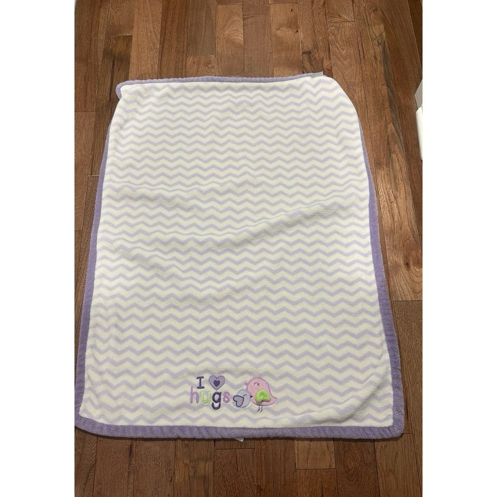 Carters Blanket I Love Hugs Purple Chevron Bird Chicks